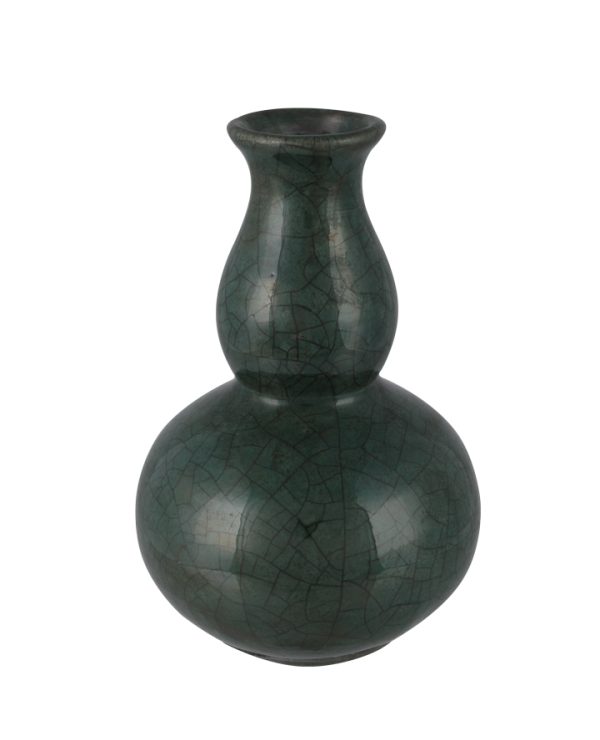 Vaso Verde P Craquelado Cerâmica