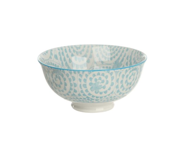 Bowl 12cm Espiral Azul Claro E Branco Com Borda Azul