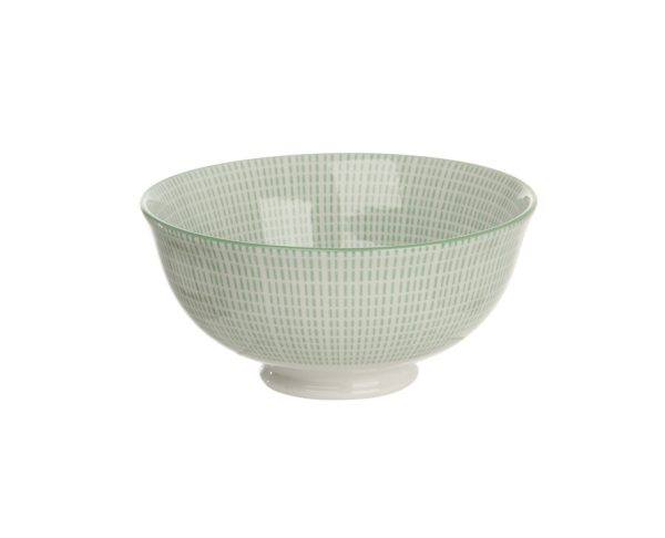 Bowl 12cm Pontilhado Verde E Branco Com Borda Verde