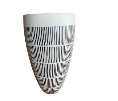 Vaso Contraste Preto/Branco16 X27 H Cerâmica