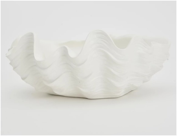 Centro Mesa Coral Branco 32 X10 H Resina