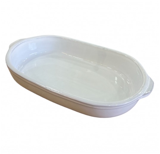 Trav. Oval 43,5 X24 X7,5 Branca Barro
