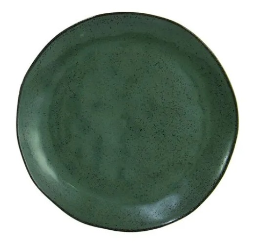 Prato Raso Verde Folha 26 Cm Organico Stoneware