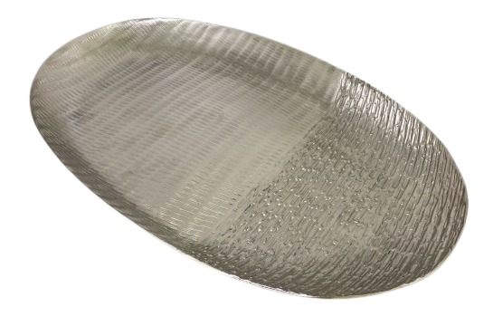 Trav. Oval 35 X21 Silver Textura Metal