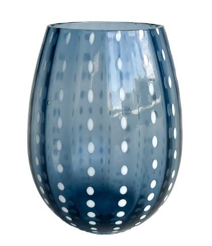 Copo Bojudo Perle Azul Ponto Branco Vidro