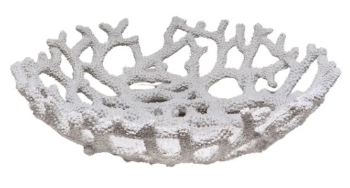 Centro Mesa Coral Branco 40 X10 H Resina