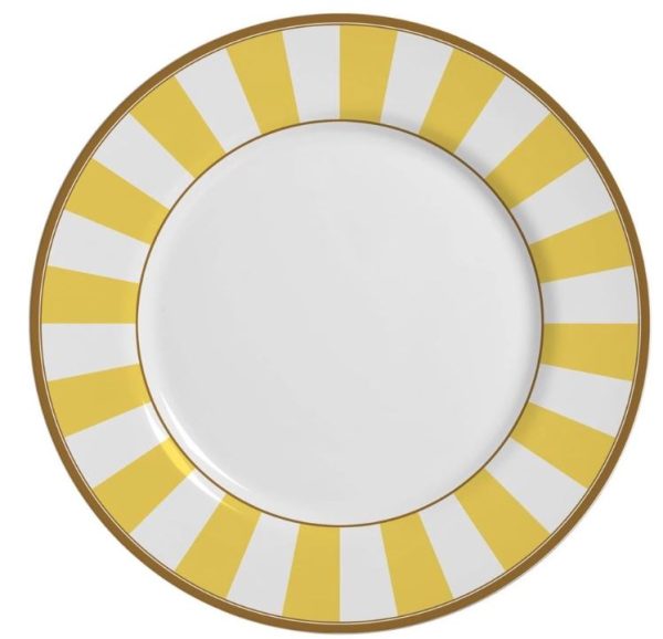 Prato Raso 29 Cm Listrado Amarelo