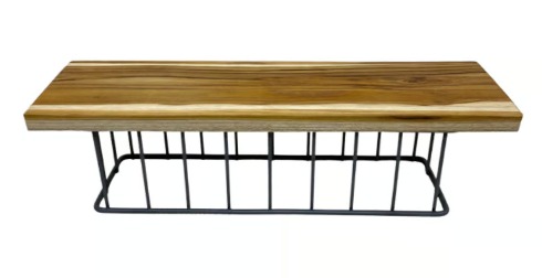 Suporte Ret. Teca Madeira 50 X15 X14 H Pé Ferro
