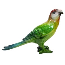 Pássaro Verde/ Cabeça Vermelha 22 X10 H Resina