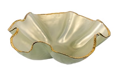 Centro Mesa Cetim 60 X23 H Vidro Borda Ouro