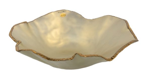Centro Mesa Cetim 17 Cm Vidro Borda Ouro