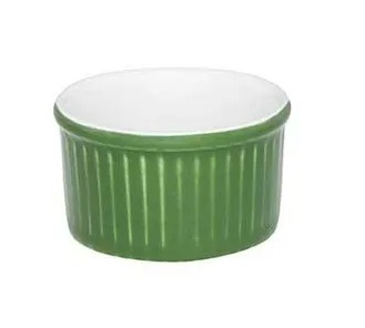 Ramekin 7 X3 H Canelado Branco/Verde Celadon Louça